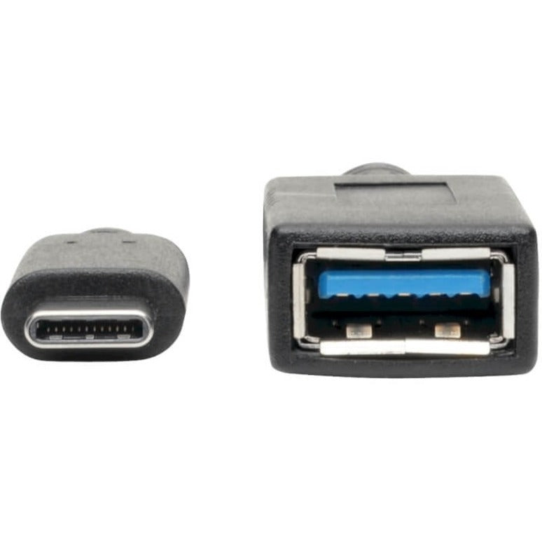 Close-up detail of USB Type-C and Type-A connector ports showing gold-plated contacts