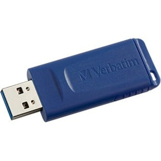 Side view of navy blue Verbatim Store 'n' Go USB flash drive with retractable connector