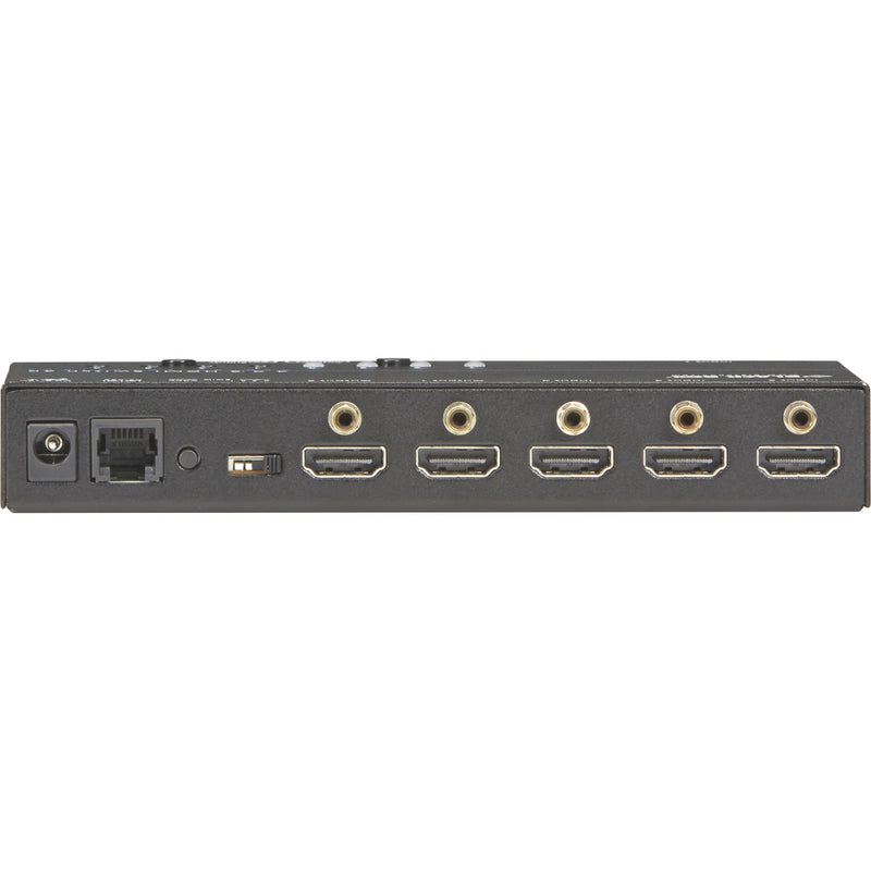 Rear view of Black Box 4K HDMI Matrix Switch showing HDMI ports, RS-232, and power connection