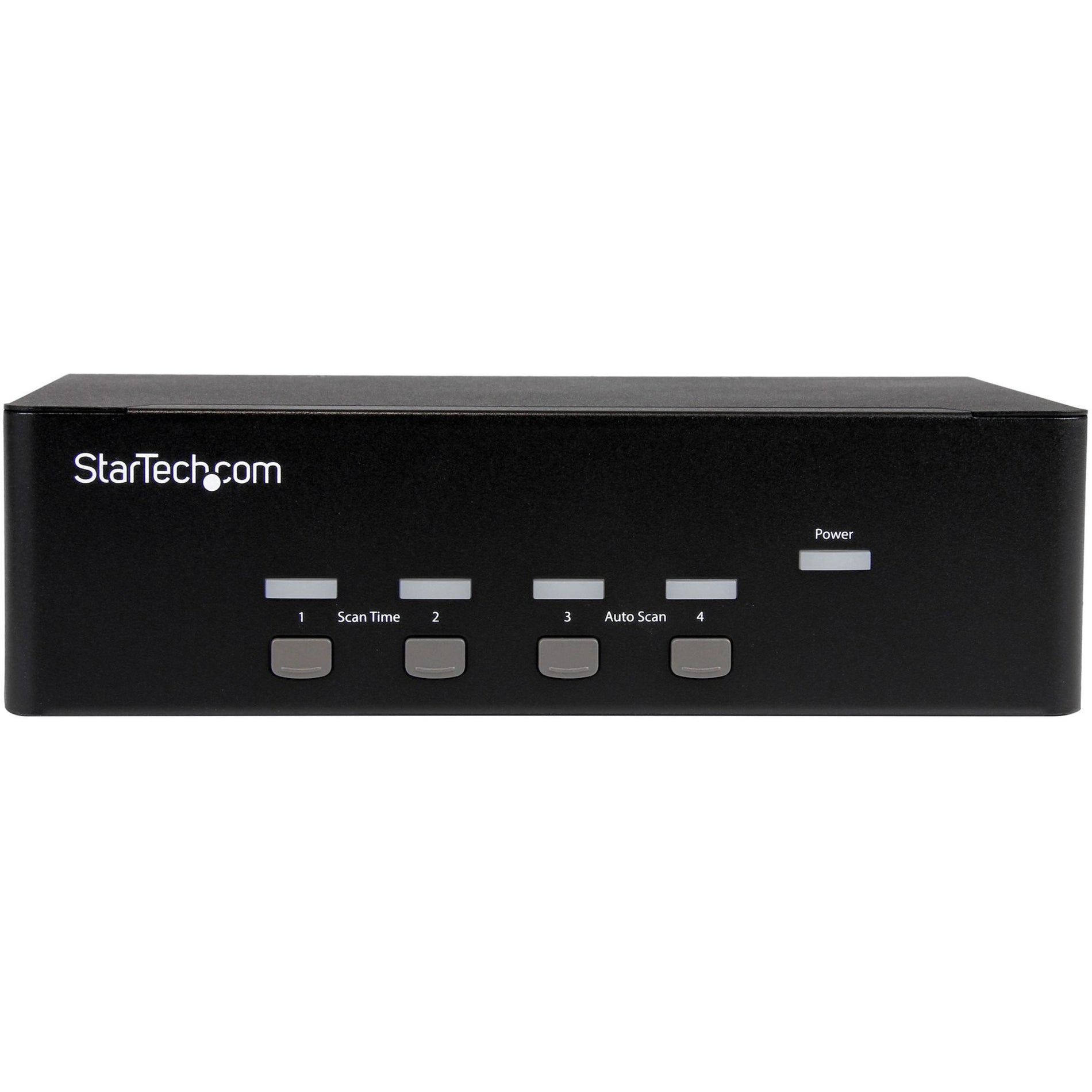 Angled view of StarTech.com KVM switch displaying sleek design and control interface-alternate-image2