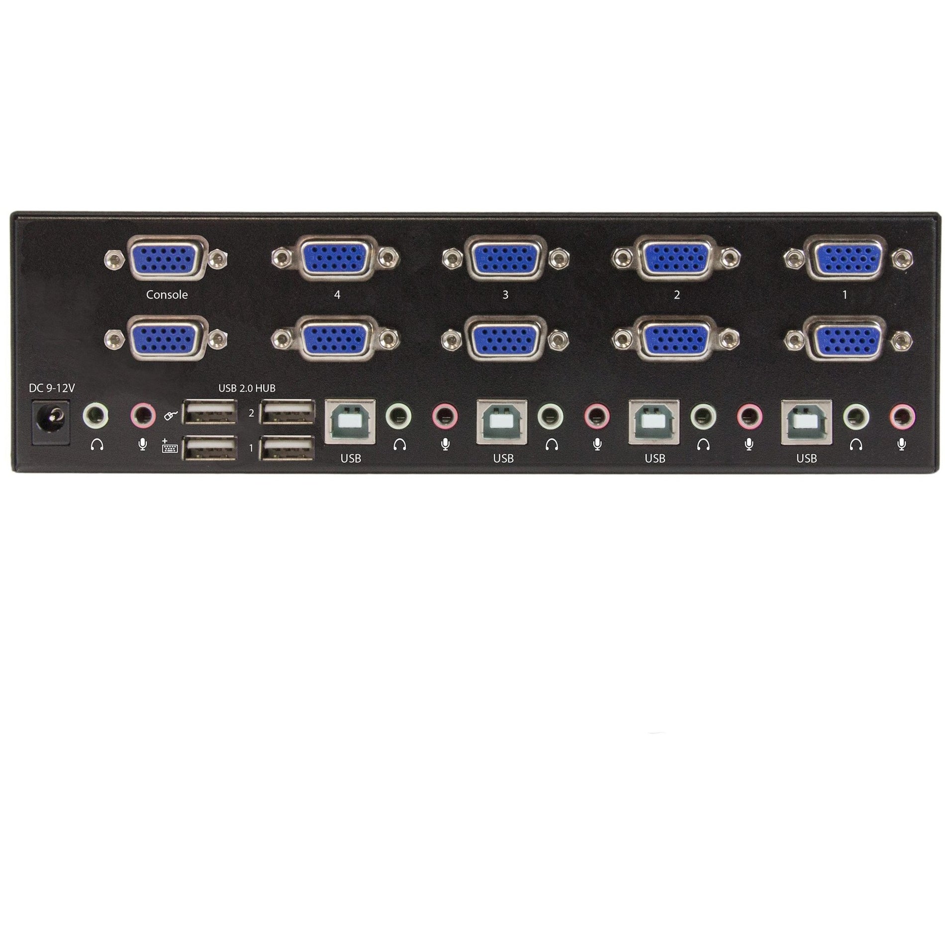 Rear panel view of StarTech.com KVM switch showing VGA ports, USB connections, and audio interfaces-alternate-image3