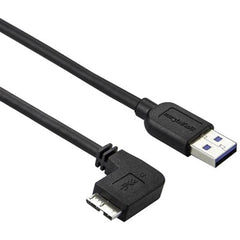 StarTech.com Slim Left-Angle USB 3.0 Data Transfer Cable, 5Gbps, Micro-USB to USB-A, Flexible Design for Tablet, Hard Drive, Card Reader, 1m/3.28ft Black - USB3AU1MLS (Lifetime Warranty)