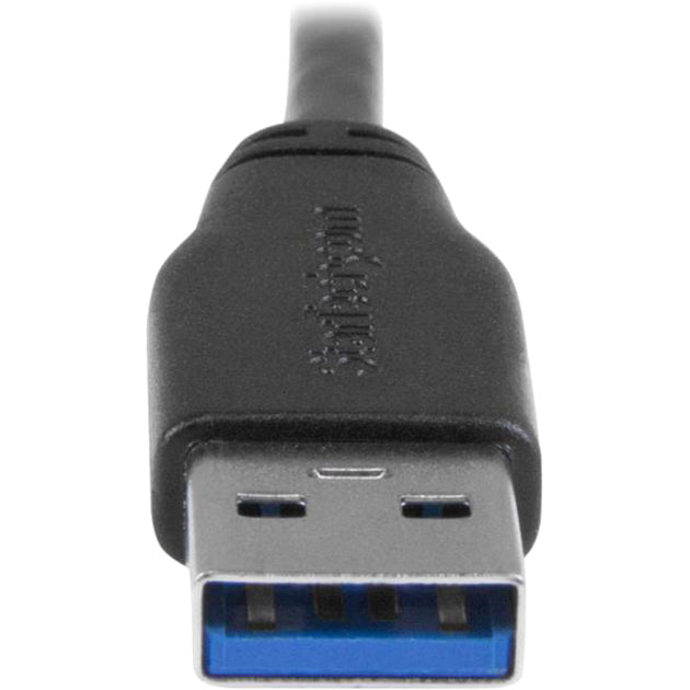 Macro shot of USB 3.0 Type-A connector showing blue USB 3.0 port and connector design