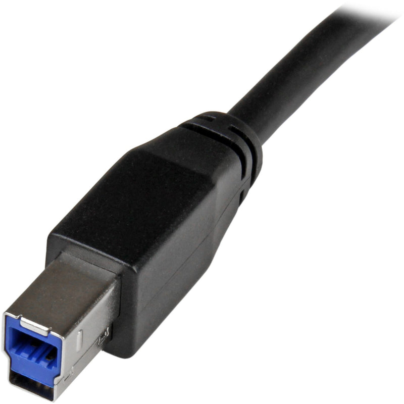 Detailed view of StarTech.com USB 3.0 Type-B connector with metal reinforcement