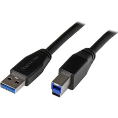 StarTech.com Active USB 3.0 Data Transfer Cable, USB-A to USB-B, 10m/32.8ft, 5Gbps, Shielded, Connects Hard Drive, Docking Station, Video Device, Black - USB3SAB10M (2 Year Warranty)