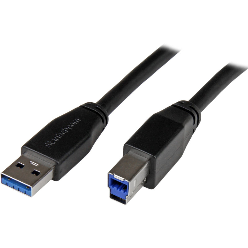 StarTech.com USB 3.0 cable showing USB-A and USB-B connectors with blue interface components