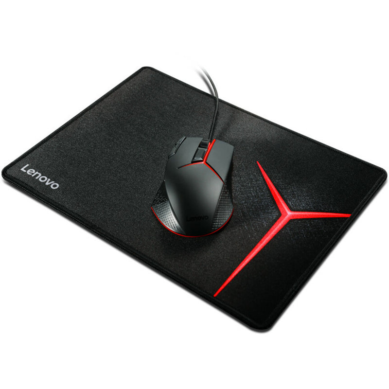 Lenovo Y Gaming Mouse Mat with gaming mouse demonstrating use setup