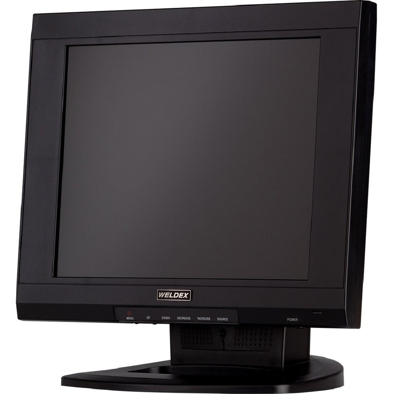 Angular view of Weldex WDL-1500M monitor showing tilt capability and slim profile