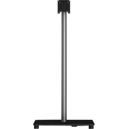 Front view of Elo 5-foot floor stand with silver pole and black base for I-Series displays