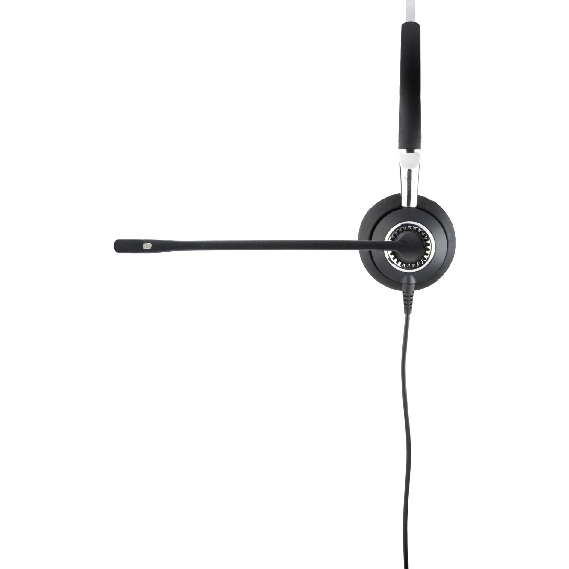 Close-up side view of Jabra BIZ 2400 II QD headset showing detailed boom microphone design and single earpiece-alternate-image2