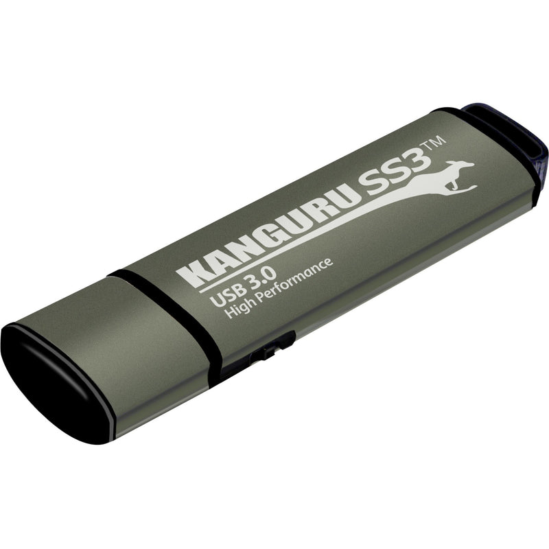 Kanguru SS3 USB 3.0 flash drive in military green aluminum finish with white branding and logo