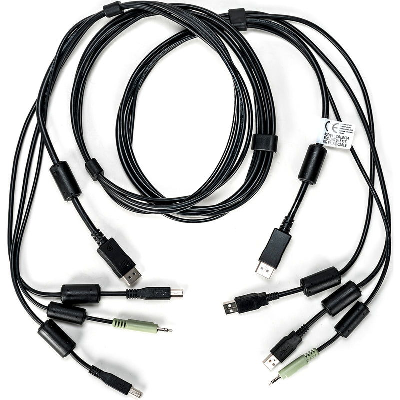 Overhead view of AVOCENT CBL0104 KVM cable showing organized cable management and connector layout