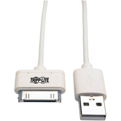 สาย USB สำหรับซิงค์/ชาร์จ Tripp Lite M110-003-WH พร้อมหัวเชื่อมต่อ Apple 30-Pin สีขาว 3 ฟุต (1 เมตร)