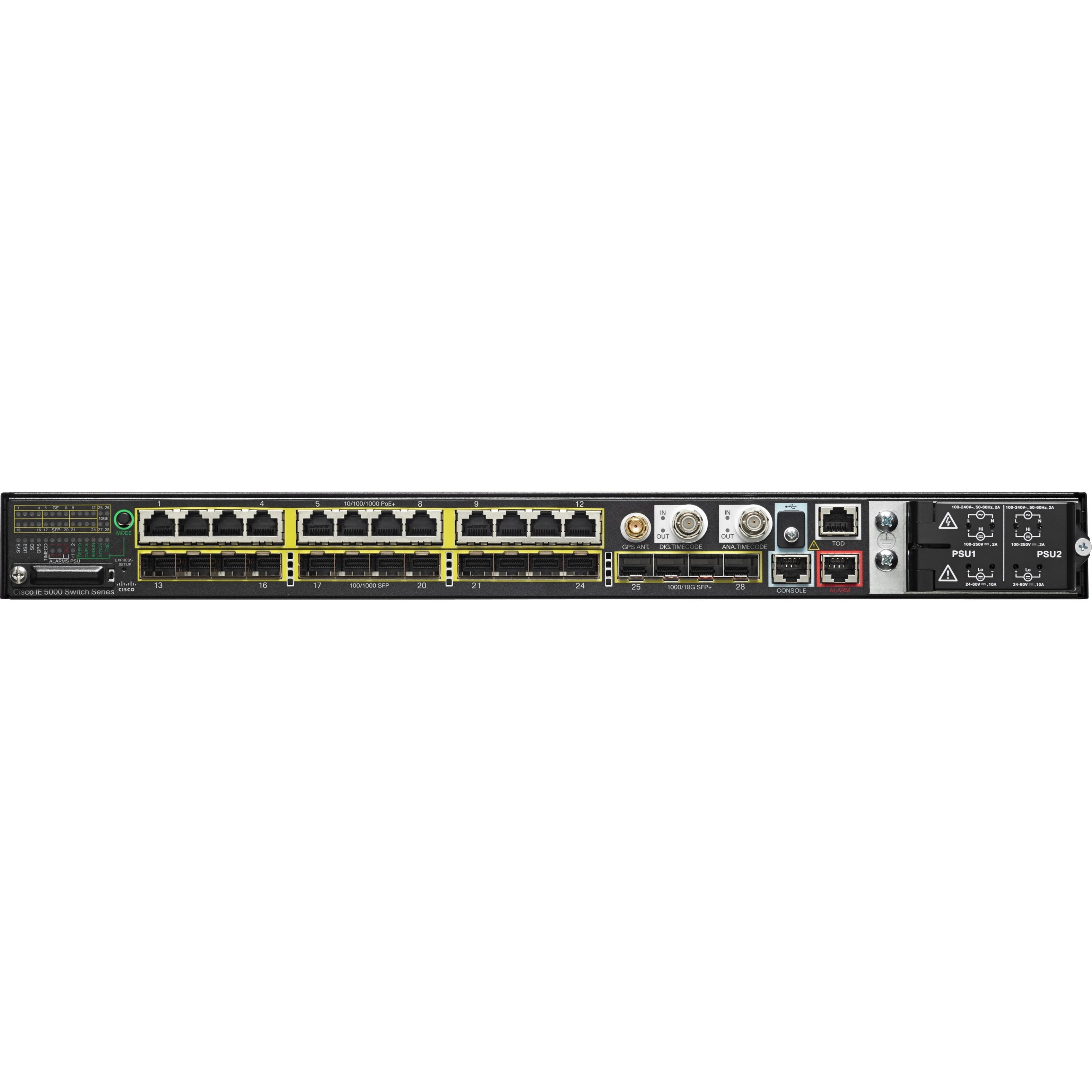 Cisco IE-5000-12S12P-10G Ethernet Switch, 12 Gigabit Ethernet Network Ports, 4 10 Gigabit Ethernet Expansion Slots