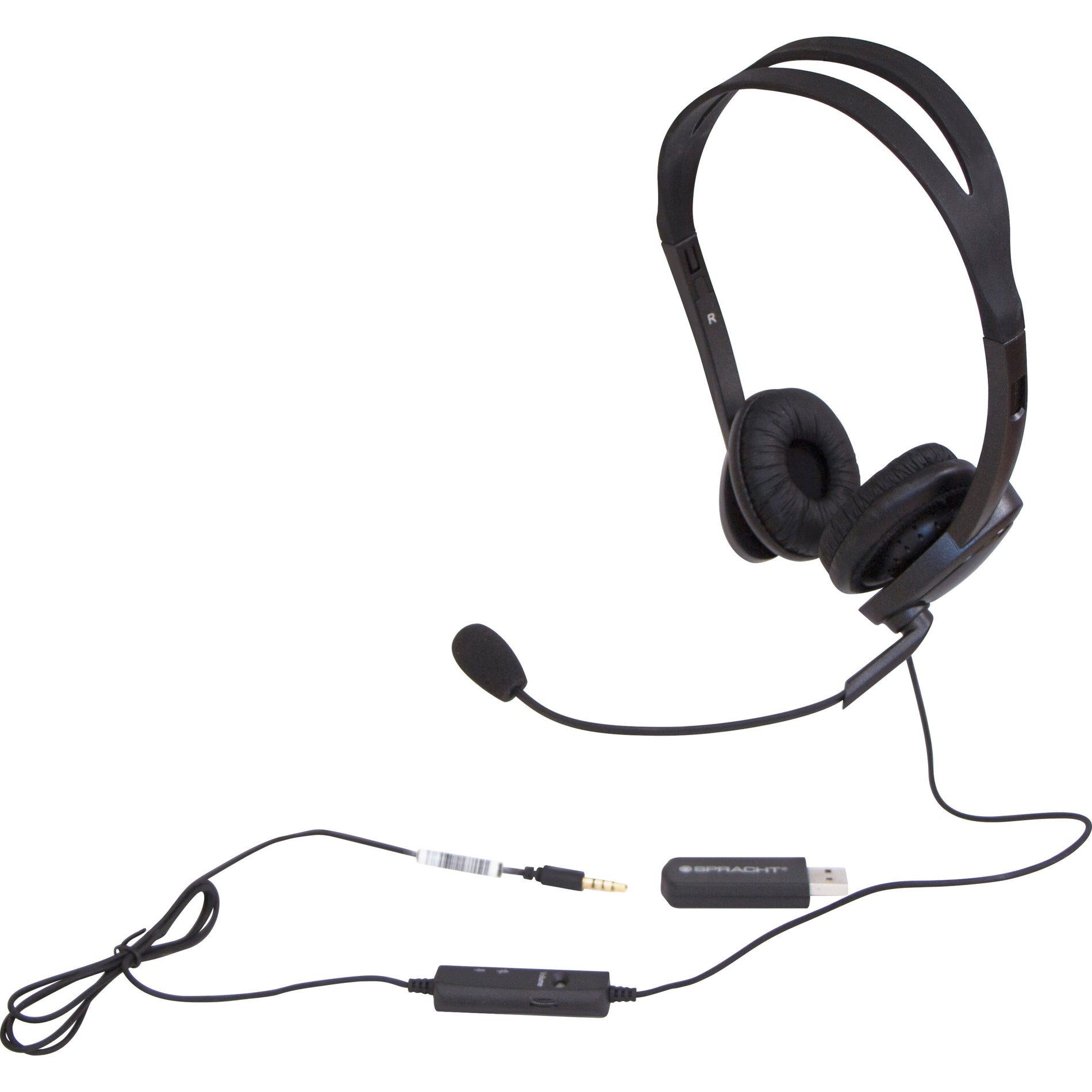 Spracht ZUM3500 Z?M Stereo 3.5 and USB Headset, Comfortable, Durable, Noise Canceling, 5 ft Cable Length