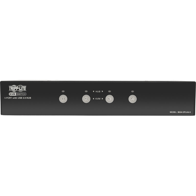 Direct front view of Tripp Lite KVM switch showing numbered port selection buttons and indicators