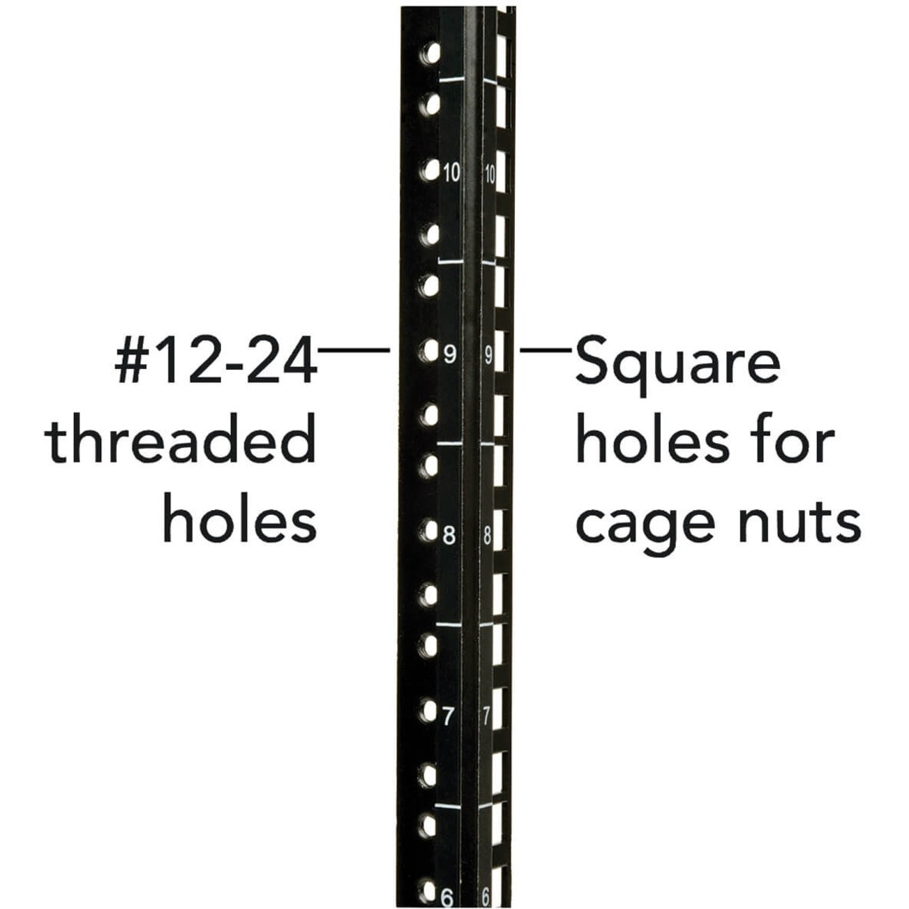 Detailed view of rack rail showing dual mounting hole system-alternate-image6