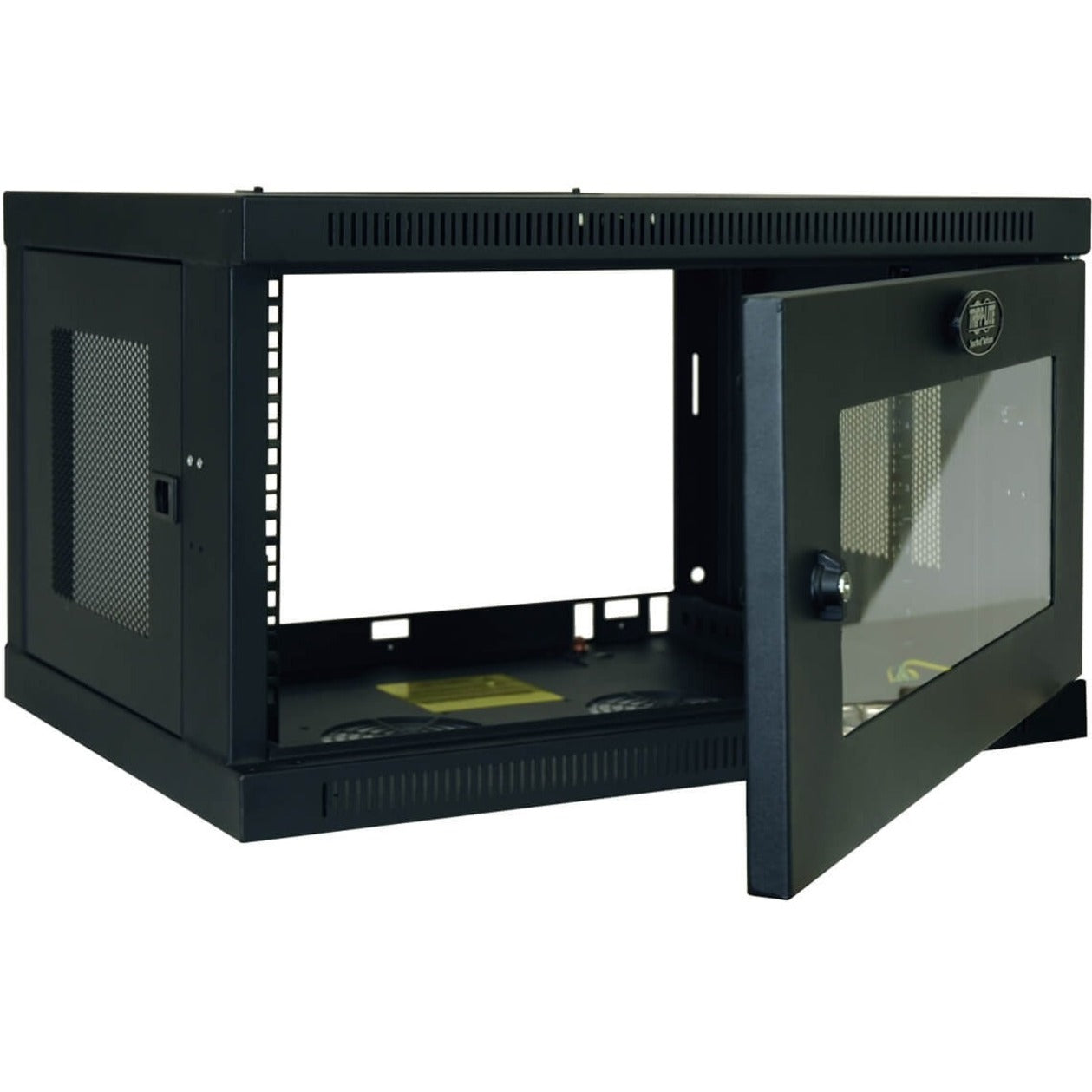 Open door view of Tripp Lite 6U rack enclosure showing access features-alternate-image4