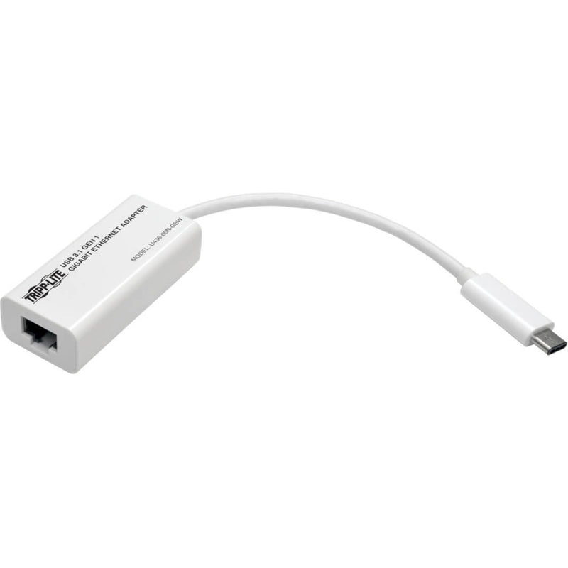 Side view of Tripp Lite USB-C to Ethernet adapter showing USB-C connector and RJ45 port