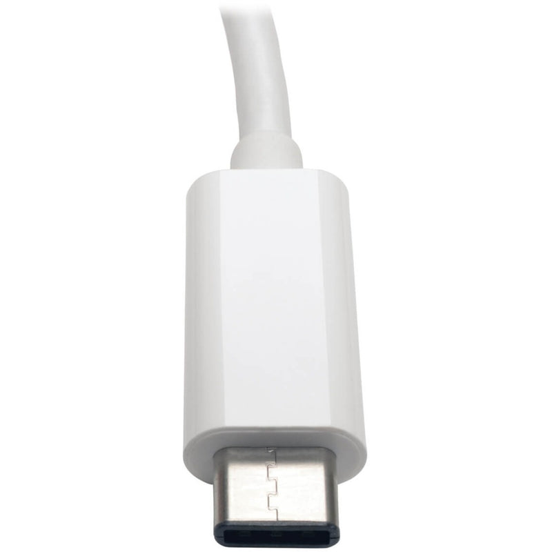 Detailed view of USB-C connector on Tripp Lite network adapter