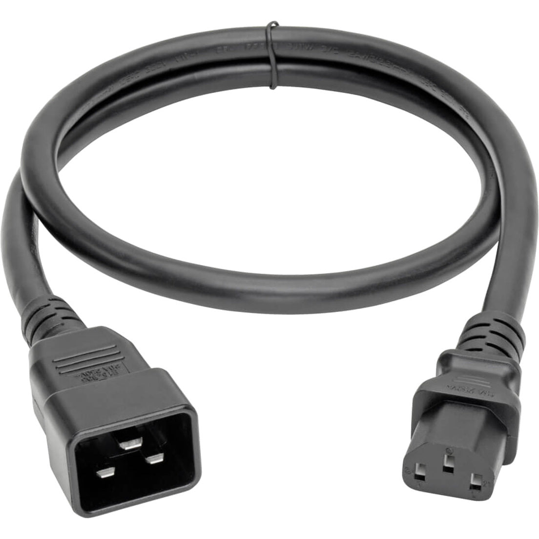 Full length view of Tripp Lite P032-003 3ft power extension cord showing both connectors-alternate-image2