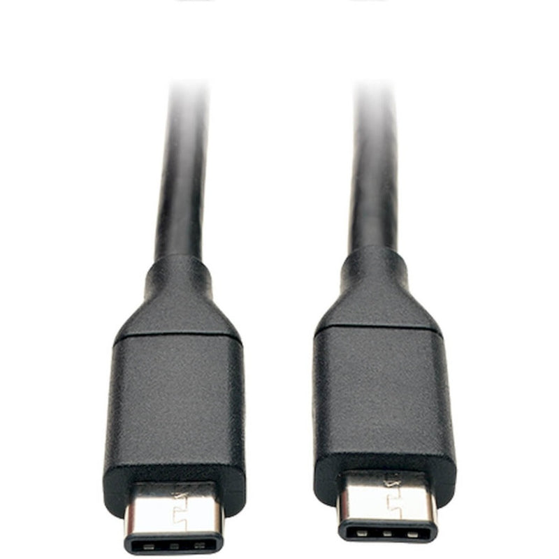 Close-up view of Tripp Lite USB-C to USB-C cable connectors showing reversible design and premium construction