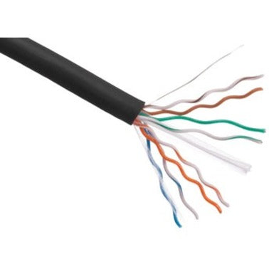 Close-up view of CAT6 cable internal wiring showing eight color-coded twisted pair conductors