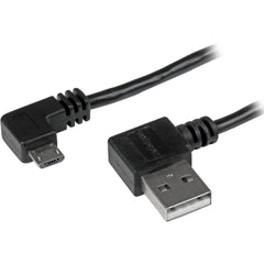 Cable Micro-USB StarTech.com USB2AUB2RA1M con Conectores en Ángulo Recto - M/M - 1m (3ft) Transferencia Rápida de Datos Negro