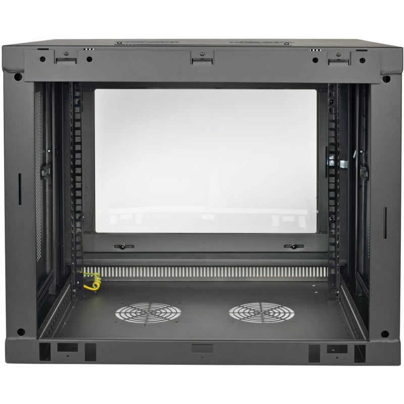 Cable management features and routing ports of SRW9UG rack enclosure