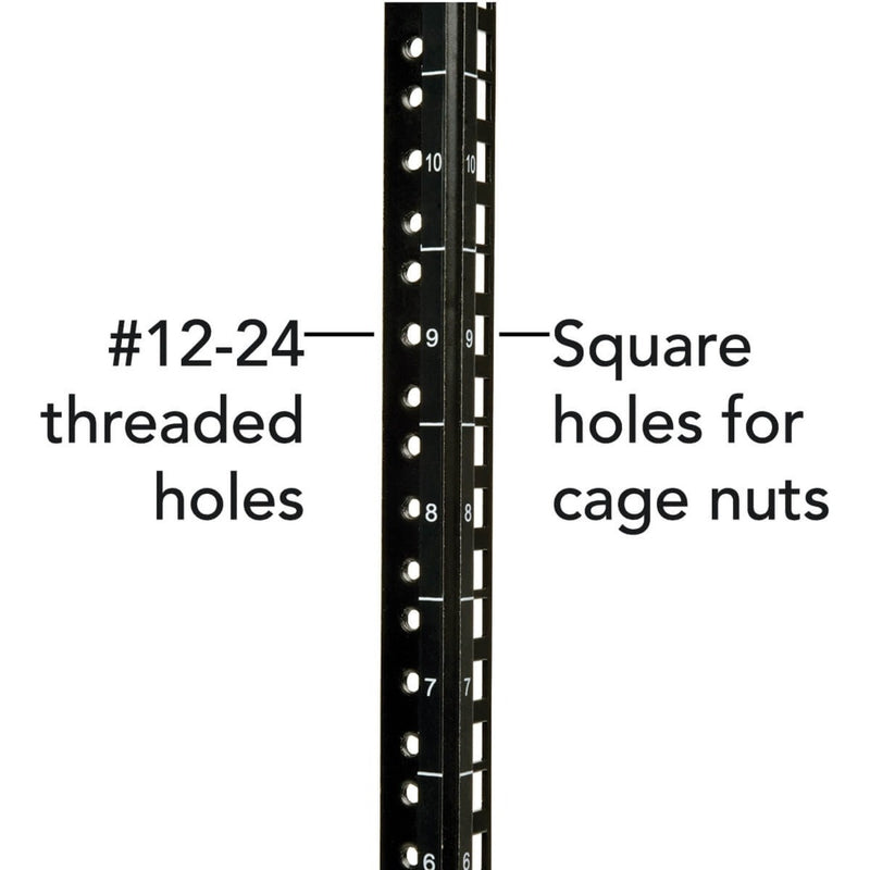 Detailed view of mounting rail holes and specifications