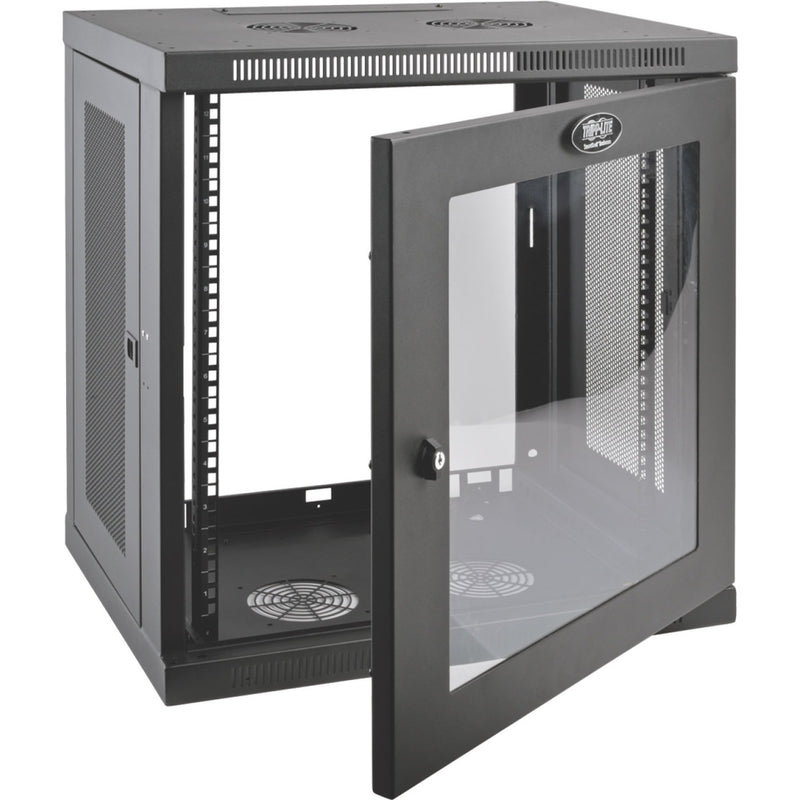 Open door view of SRW12UG showing ventilation fans and mesh panels