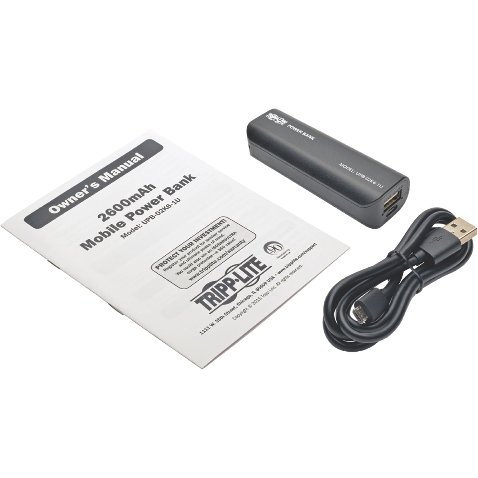 Tripp Lite UPB-02K6-1U 휴대용 2600mAh 모바일 파워 뱅크 USB 배터리 충전기 소형 및 편리한 충전 솔루션