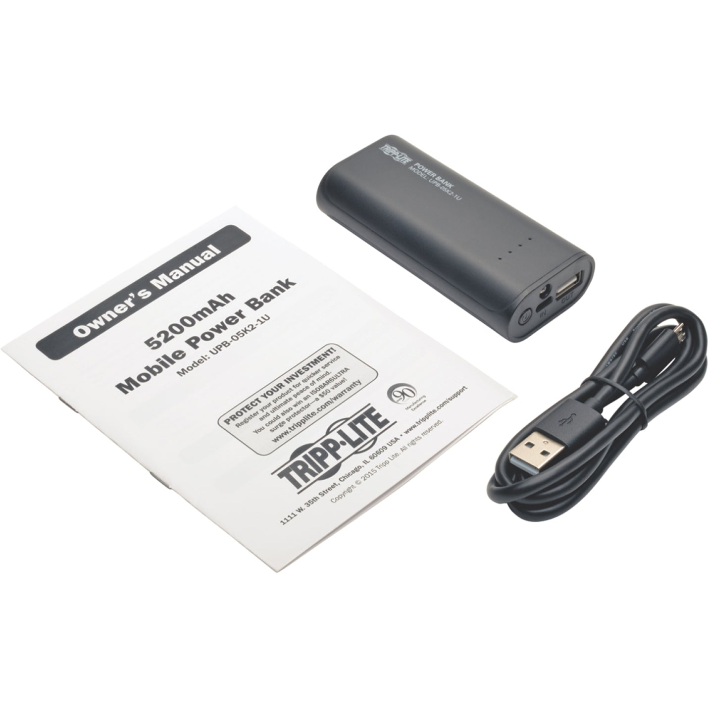 Tripp Lite power bank package contents including manual and USB cable-alternate-image5