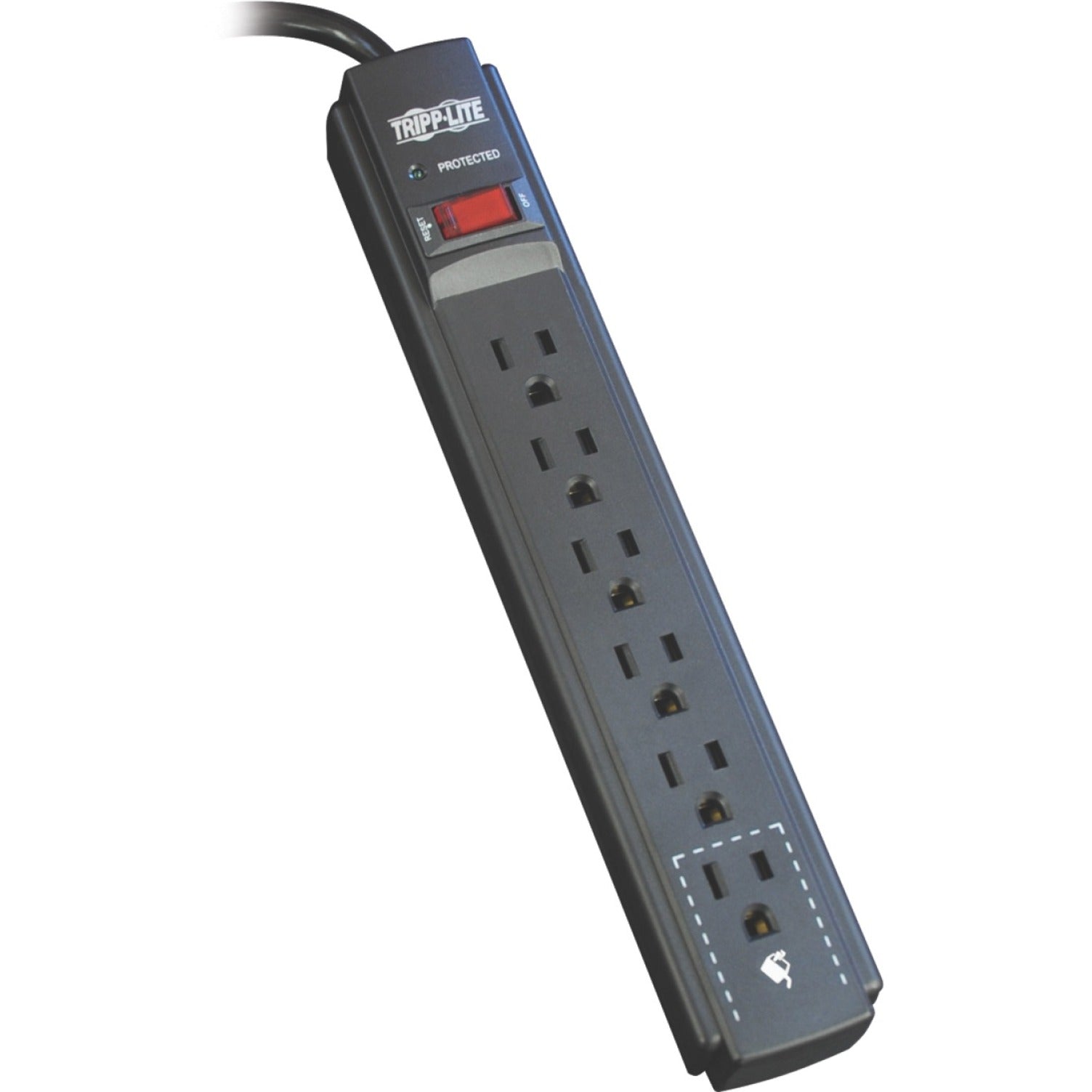 Tripp Lite TLP615B 6-outlet surge protector with illuminated switch and protection indicator-alternate-image1