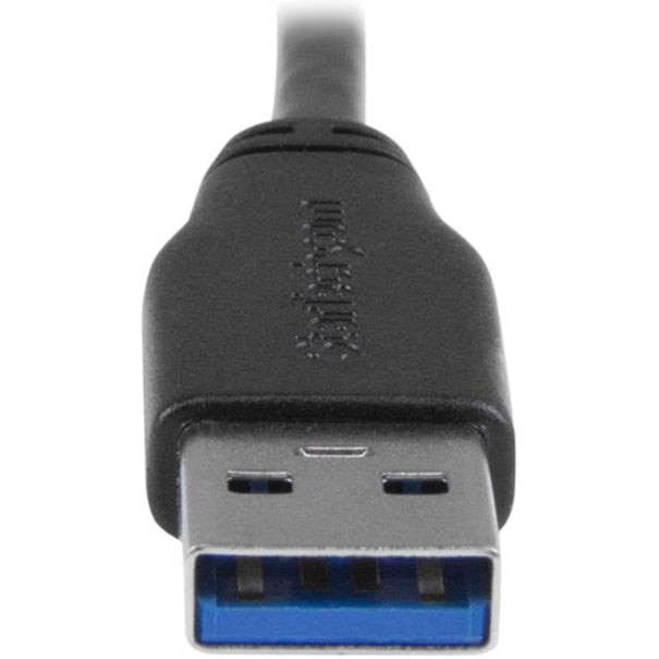 Macro shot of USB 3.0 Type-A connector showing blue USB 3.0 port identifier