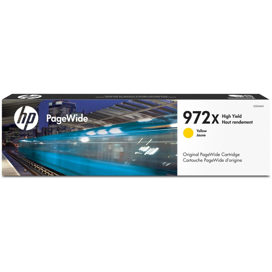 HP 972X Yellow PageWide cartridge product packaging showing industrial design-alternate-image1