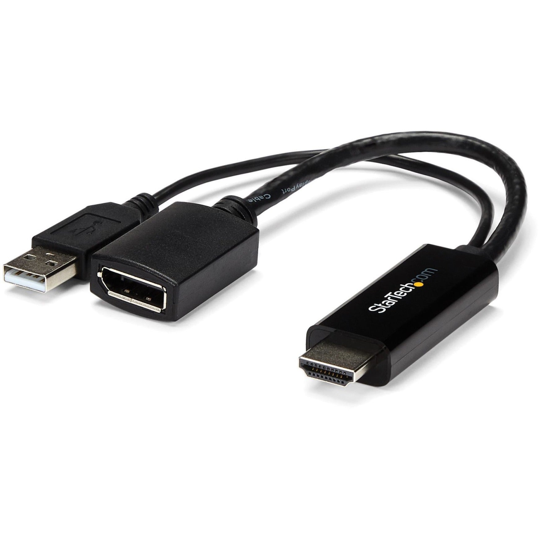 محول StarTech.com HD2DP HDMI إلى DisplayPort - محول HDMI إلى DP مع طاقة USB - 4K، محول فيديو سهل الاستخدام  اسم العلامة التجارية: ستارتيك.كوم