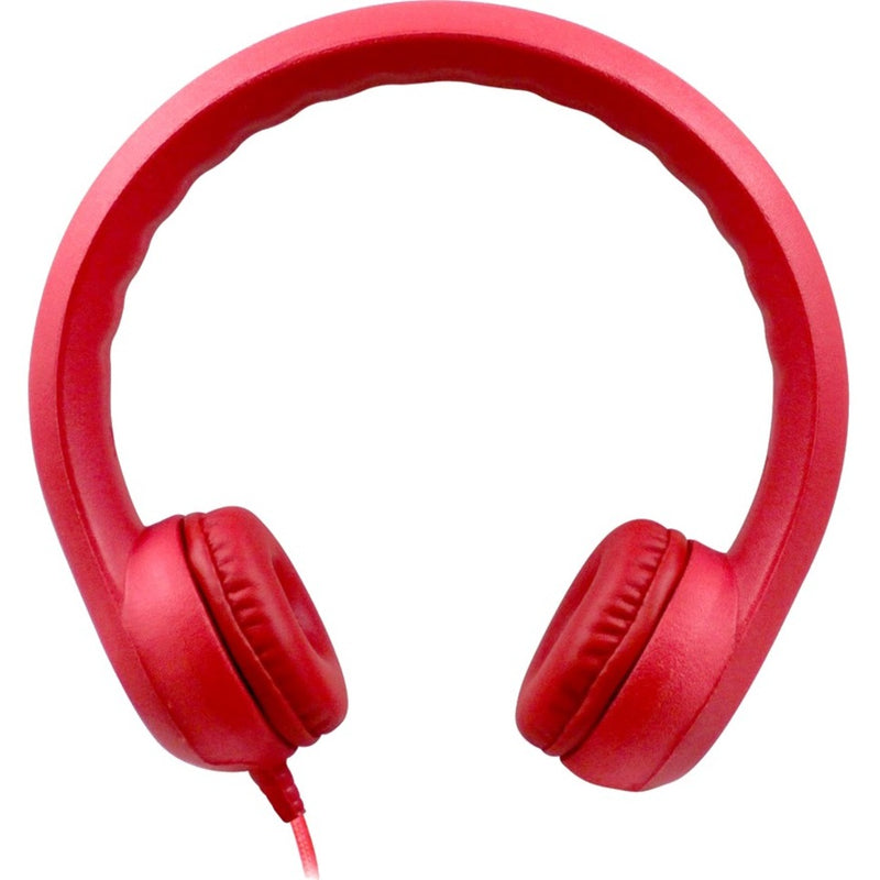 Front view of red Flex-Phones showing symmetrical design and comfortable ear cups