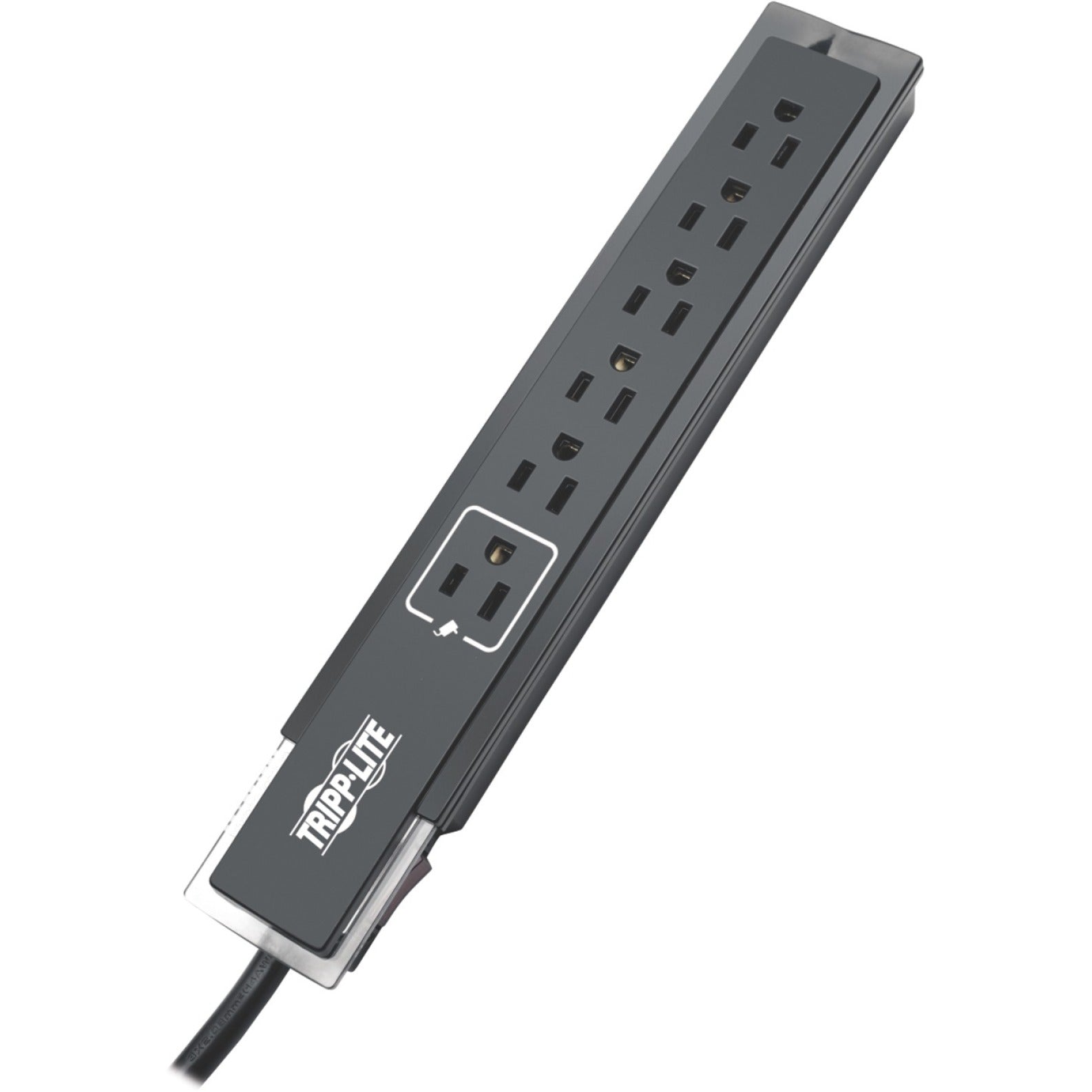 Front view of Tripp Lite surge protector showing six electrical outlets arranged in a line-alternate-image1