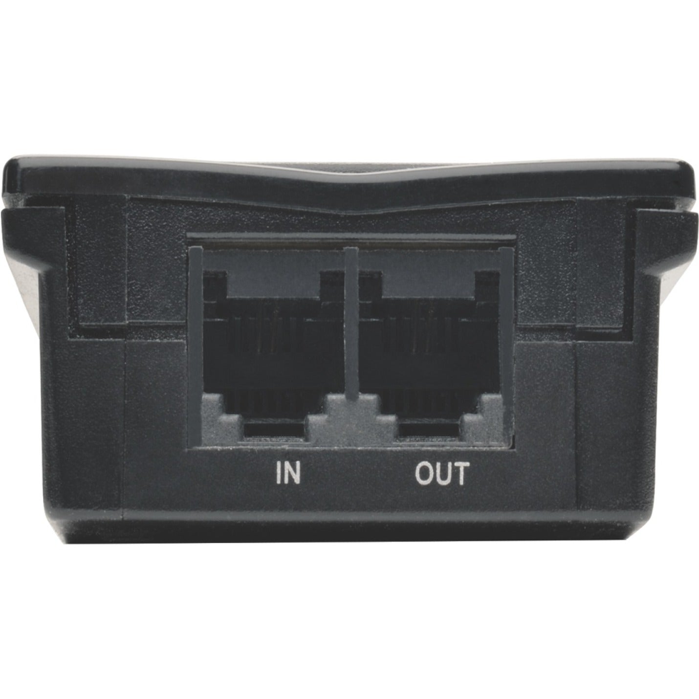 Close-up of RJ11 telephone line protection ports with IN/OUT labels-alternate-image3