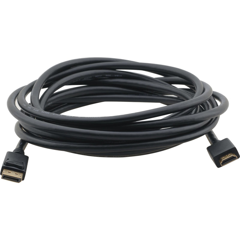 Kramer 6-foot black DisplayPort to HDMI cable with male connectors on both ends, coiled view