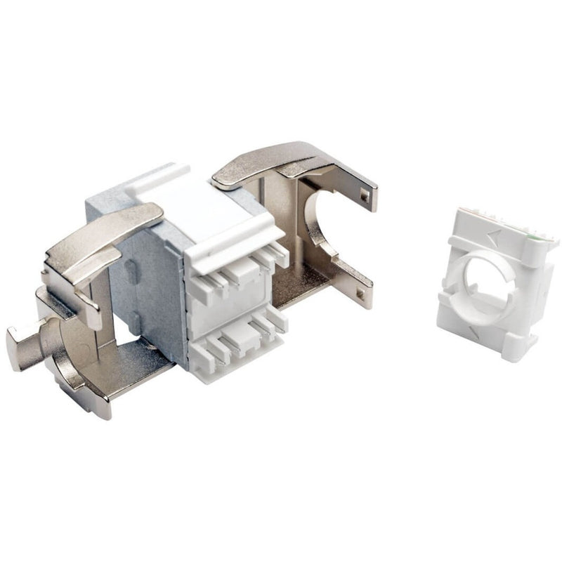 Exploded view of Cat6a keystone jack showing internal components and assembly structure