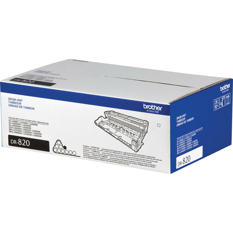 Side angle view of Brother DR820 drum unit packaging