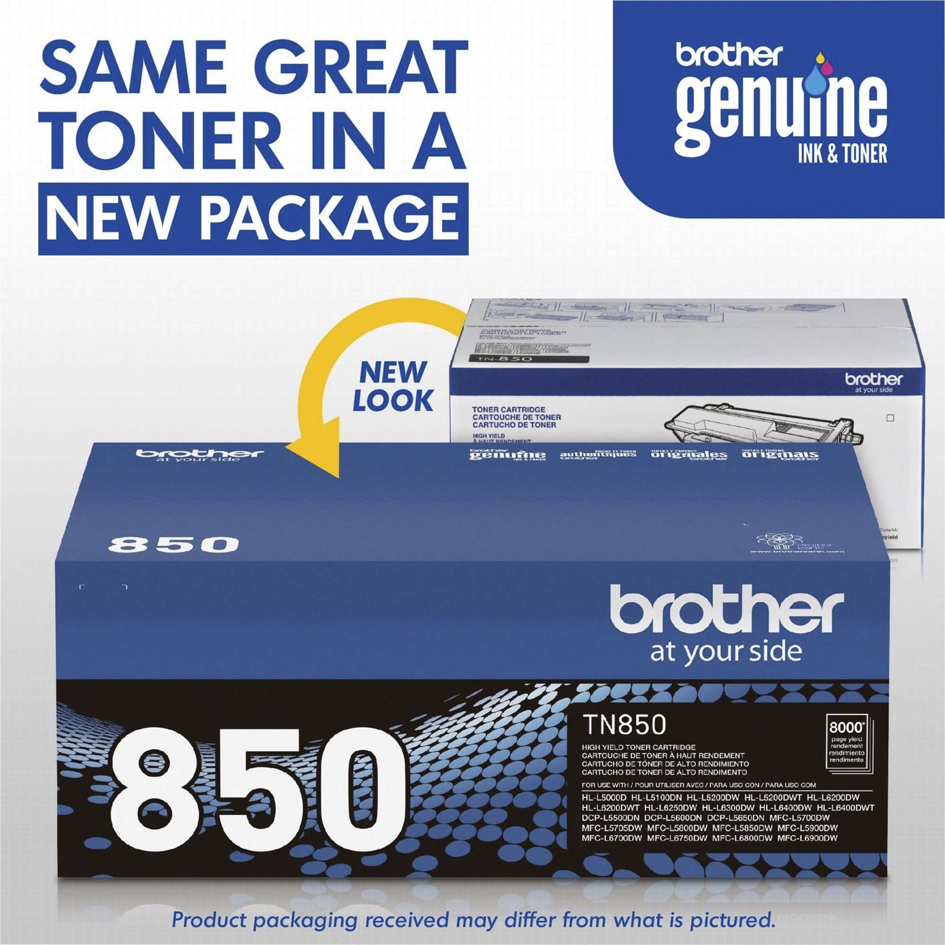 Brother TN850 High-yield Toner Cartridge - Genuine Black Laser Toner, 8000 Pages