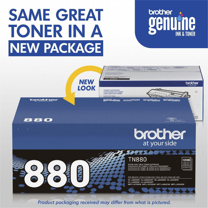 Comparison of old and new Brother TN880 toner cartridge packaging designs