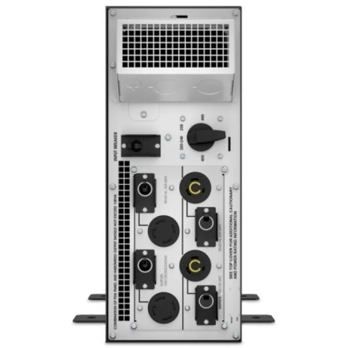 Detailed view of APC SRT10KRMTF rear interface showing control options and connections