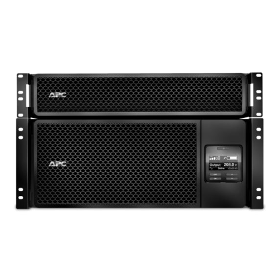 Direct front view of APC Smart-UPS SRT showing honeycomb ventilation pattern and LCD display interface-alternate-image2