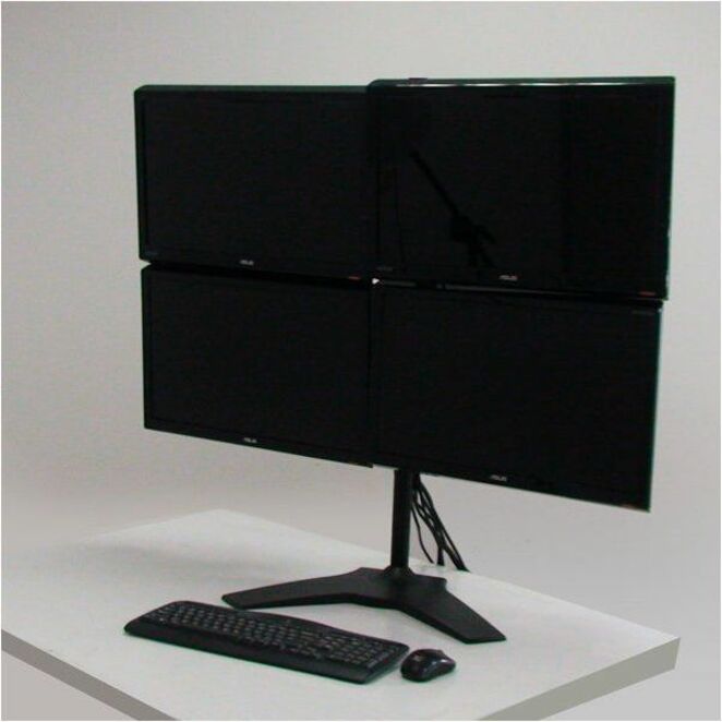 Amer AMR4S32 Quad Monitor Stand Mount Max 32", Cable Management, Adjustable Angle, Ergonomic, Tilt, Swivel, Rotate