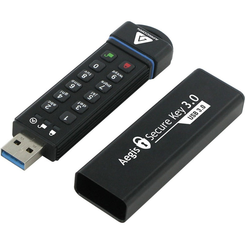 Aegis Secure Key components showing USB connector and security features