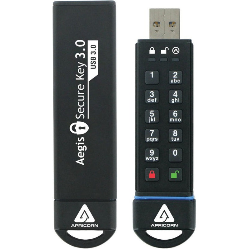 Front view of Aegis Secure Key displaying full keypad layout and branding